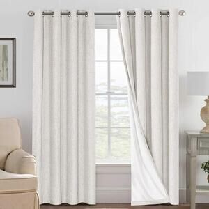 Ivory Linen Grommet Blackout Curtains 52 x 96" Curtains 2 Panel New In Package